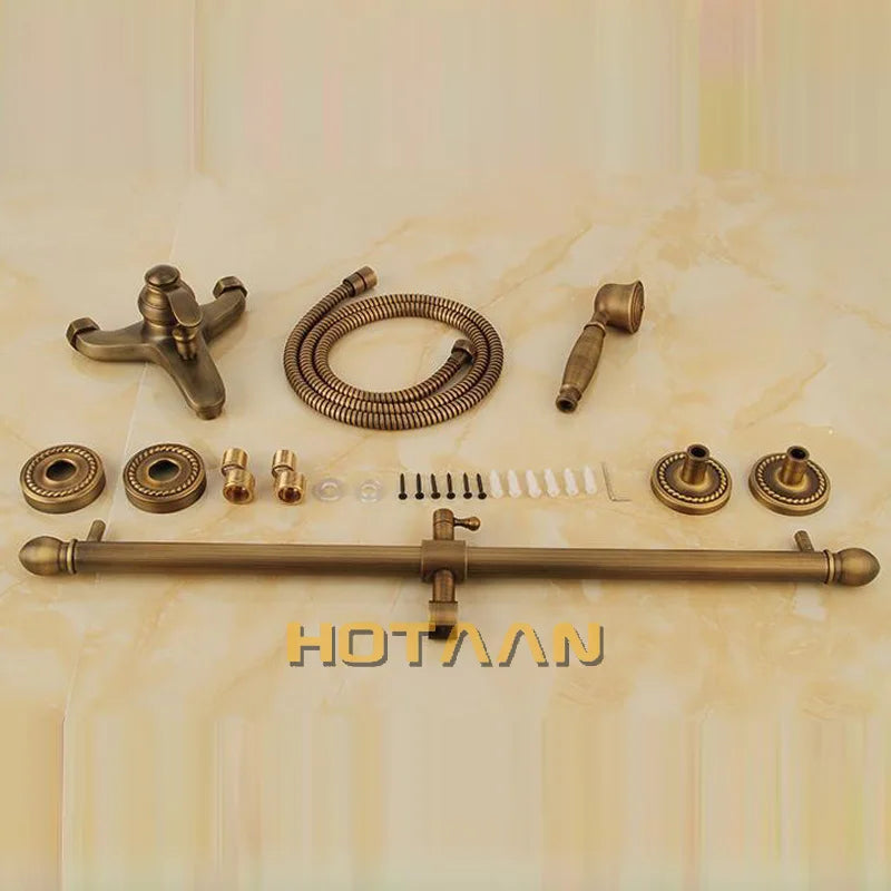 Bathroom Bath Wall Mounted Hand Held Antique Brass Shower Head Kit Shower Faucet Sets YT-5360-A
