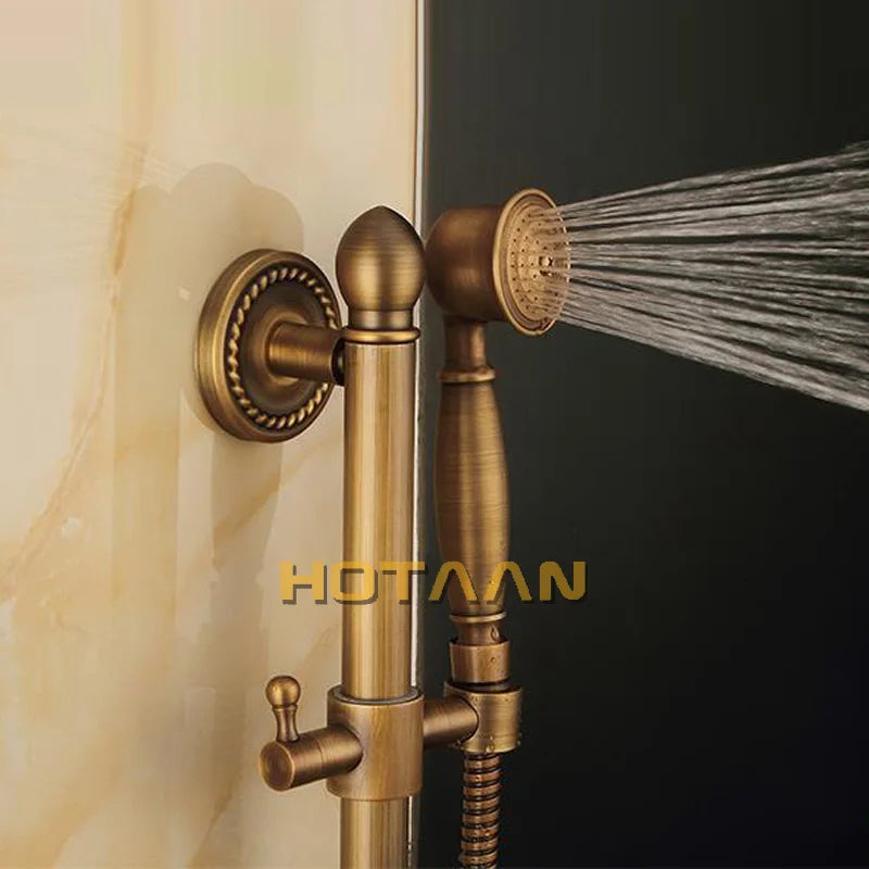 Bathroom Bath Wall Mounted Hand Held Antique Brass Shower Head Kit Shower Faucet Sets YT-5360-A