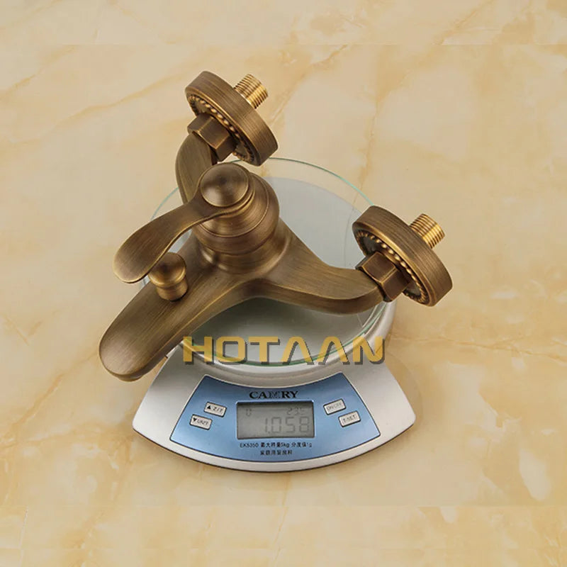 Bathroom Bath Wall Mounted Hand Held Antique Brass Shower Head Kit Shower Faucet Sets YT-5360-A