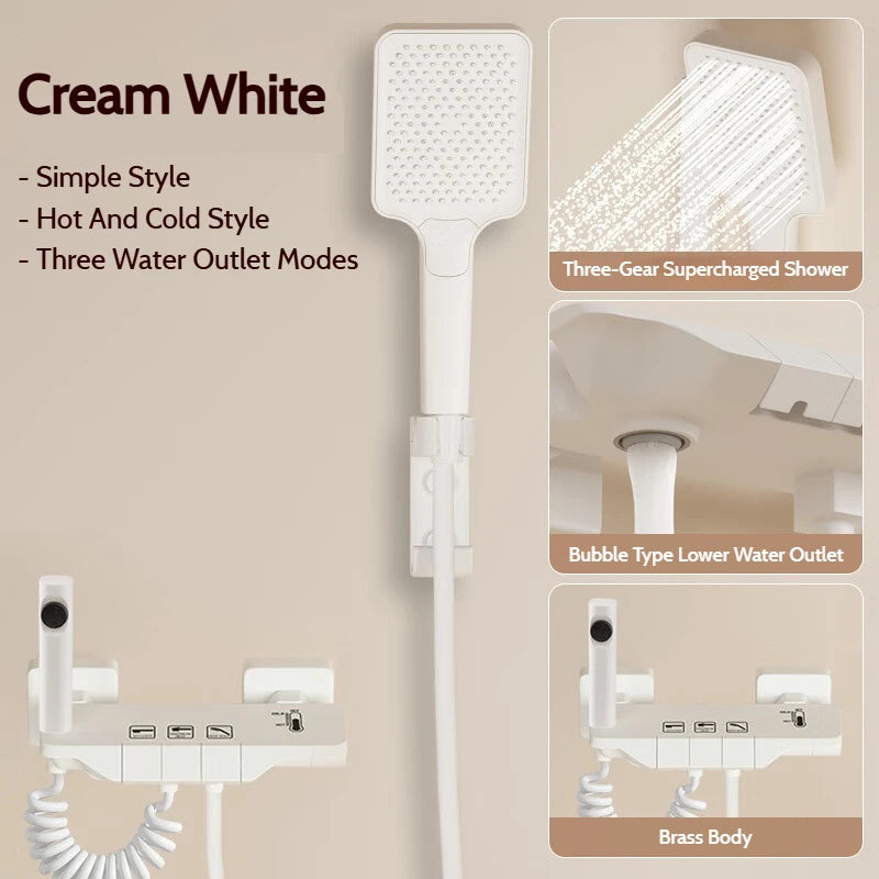 Deluxe Hot Cold Shower System Set Bathroom Rain Pressurized Shower Faucet Set Brass LED Digital Bathtub Shower Faucet Full Set