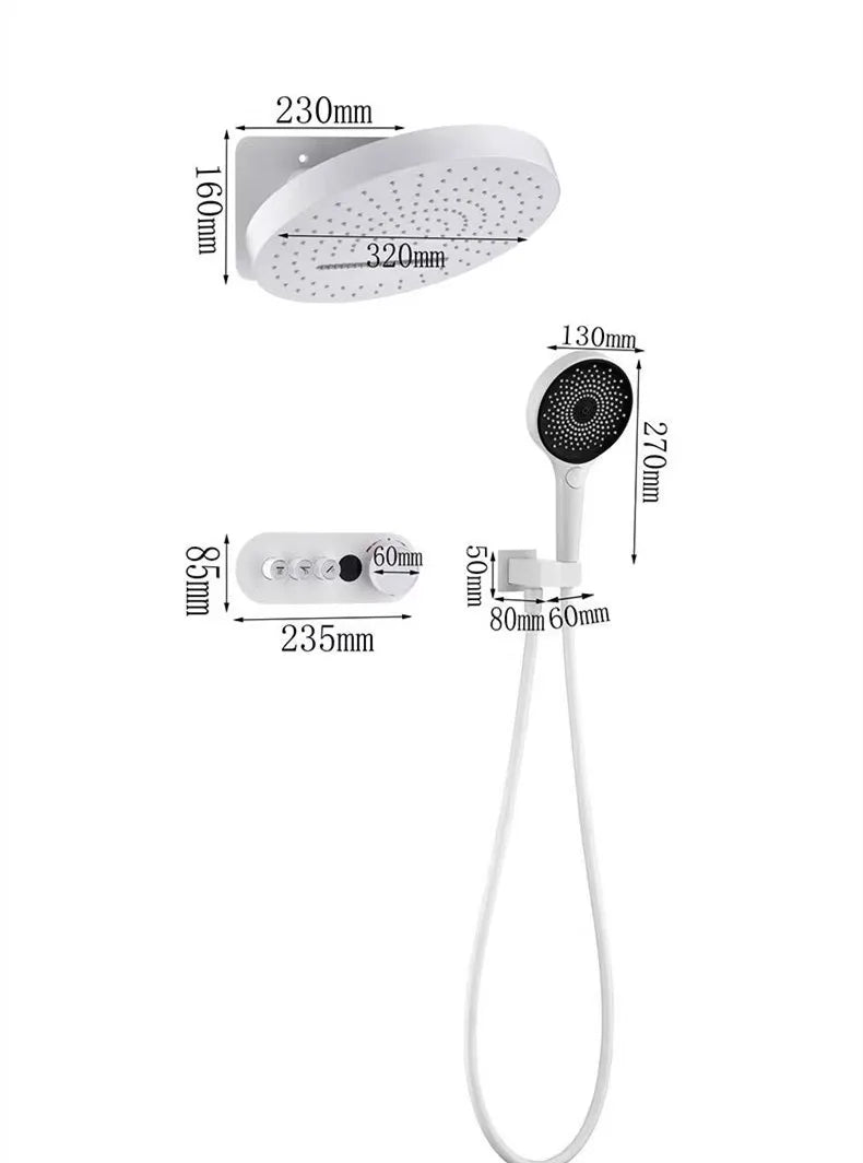 Bathroom Shower Faucet Set Brass Wall Mounted Thermostatic Rainfall style Shower Brush Gold /Gray Finished Three Functions