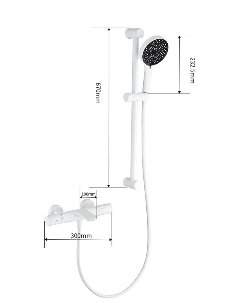 Bathroom Shower Faucet Set Wall Mounted White Brass Shower Faucet Set Black Gray Finished Thermostatic Modern Styel New