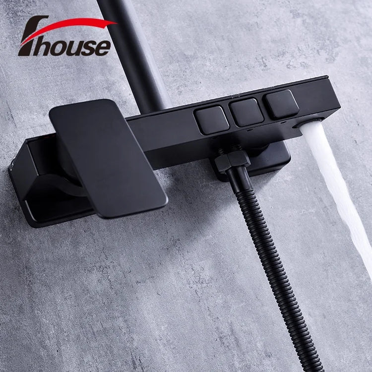 Led Digital Shower Set Smart Thermostatic Ceramic Valve Bath Faucet Hot Cold Shower System Bathroom Wall Mount Head Spa Rainfall