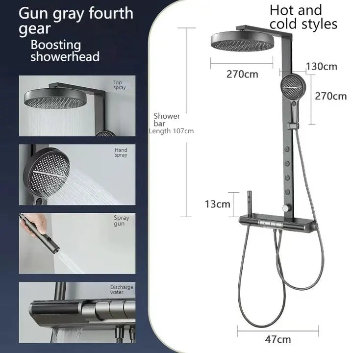 Digital Smart Bathroom Shower Set for Spa Waist Spray Shower System Faucets Rainfall Piano Bath Shower Set Apartment