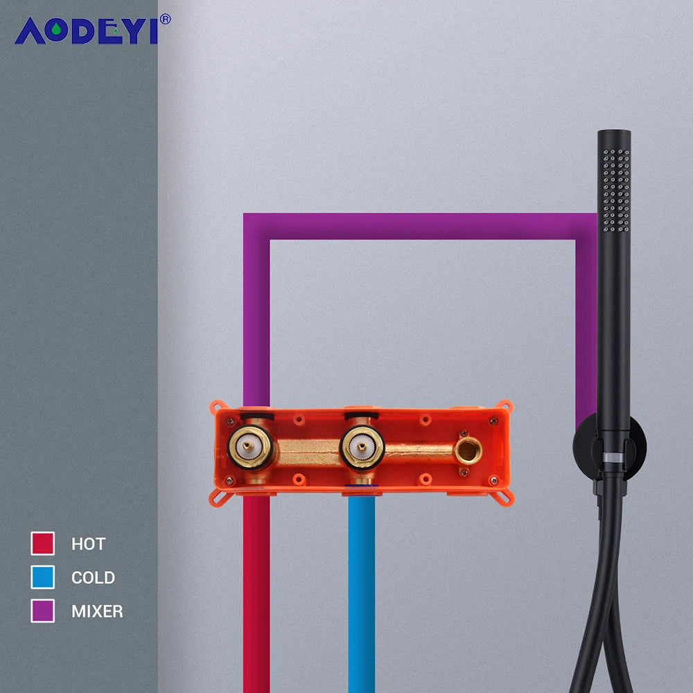 Bathroom Shower Faucet Set With Handshower Diverter Valve Holder Brass Wall Mount Spout Bathtub Mixer Bath Dual Handle Mixing