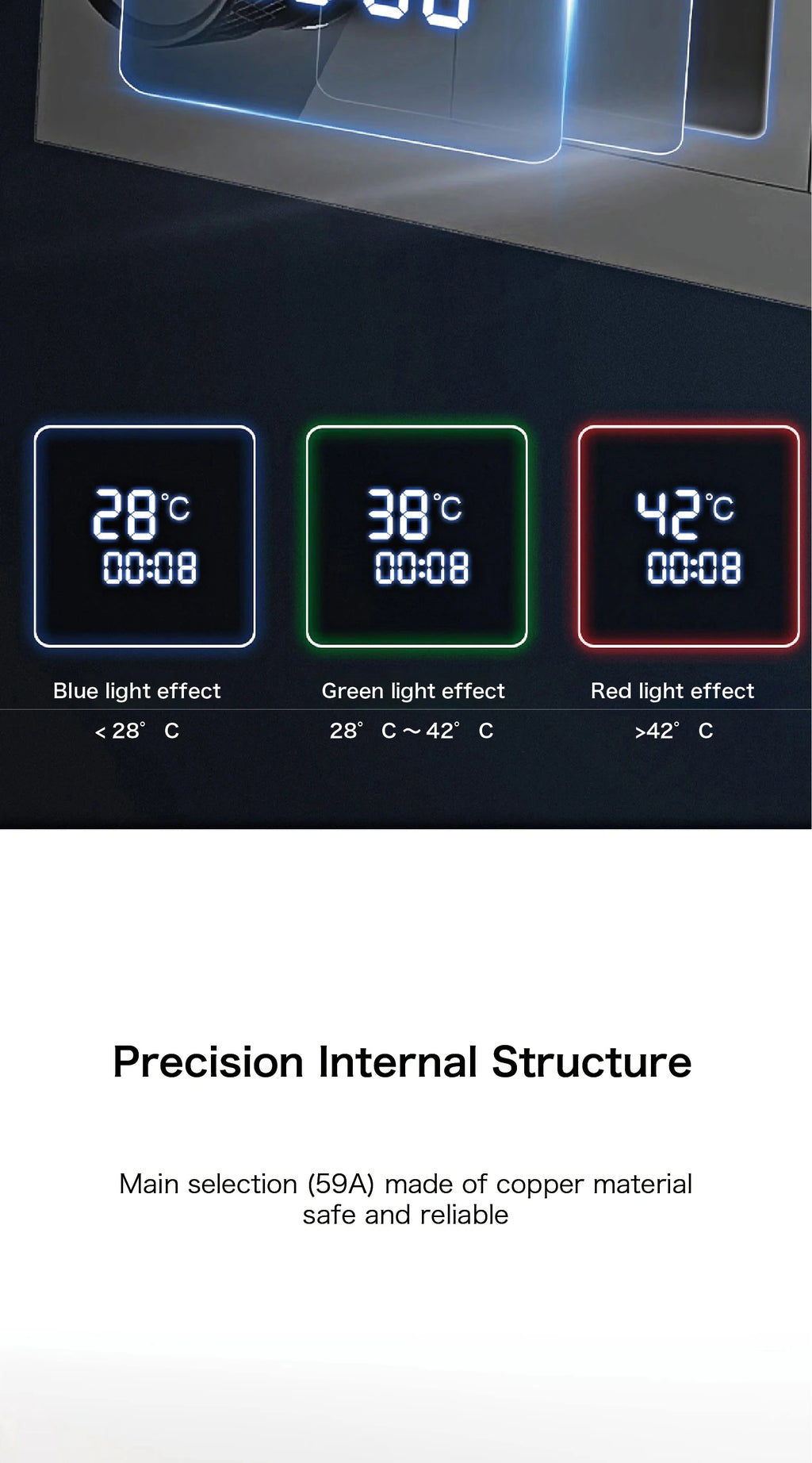 Bathroom black brass thermostatic shower set with LED digital display ceiling design,wall mounted with 4 functions Shower system