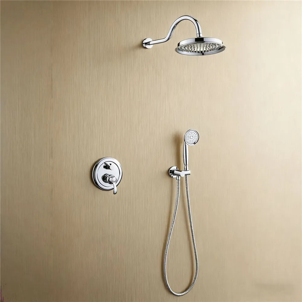 Antique Rainfall Shower Set Wall Mounted Brushed Gold Shower Faucet Set Total Brass Rose Gold Bath & Shower Mixer Tap Brass