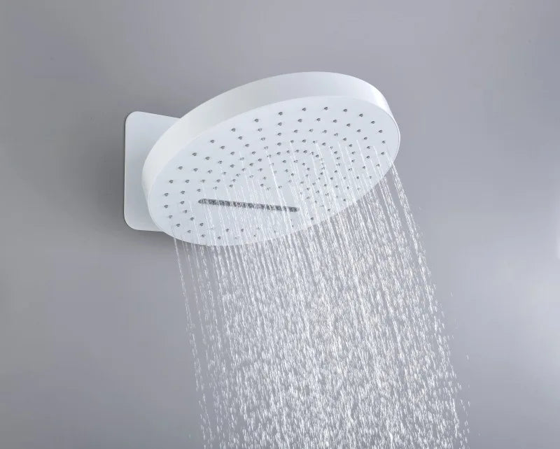 Bathroom Shower Faucet Set Brass Wall Mounted Thermostatic Rainfall style Shower Brush Gold /Gray Finished Three Functions