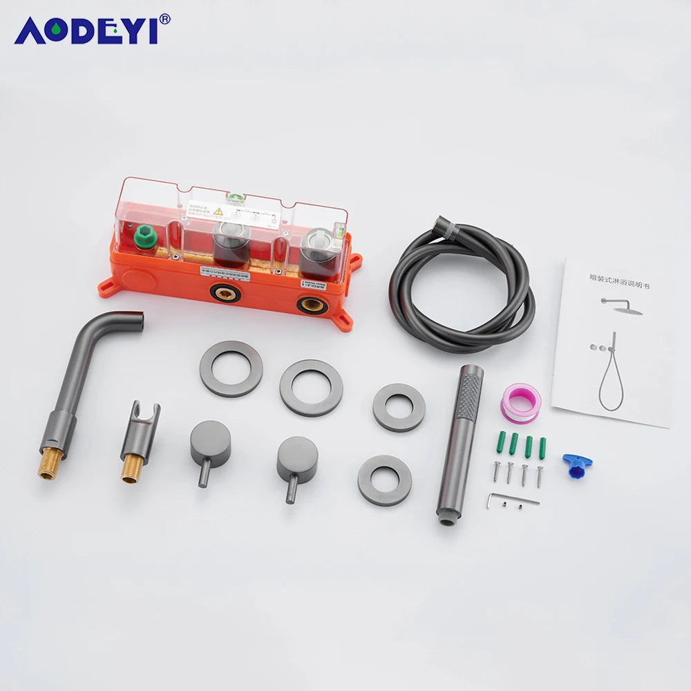 Bathroom Shower Faucet Set With Handshower Diverter Valve Holder Brass Wall Mount Spout Bathtub Mixer Bath Dual Handle Mixing