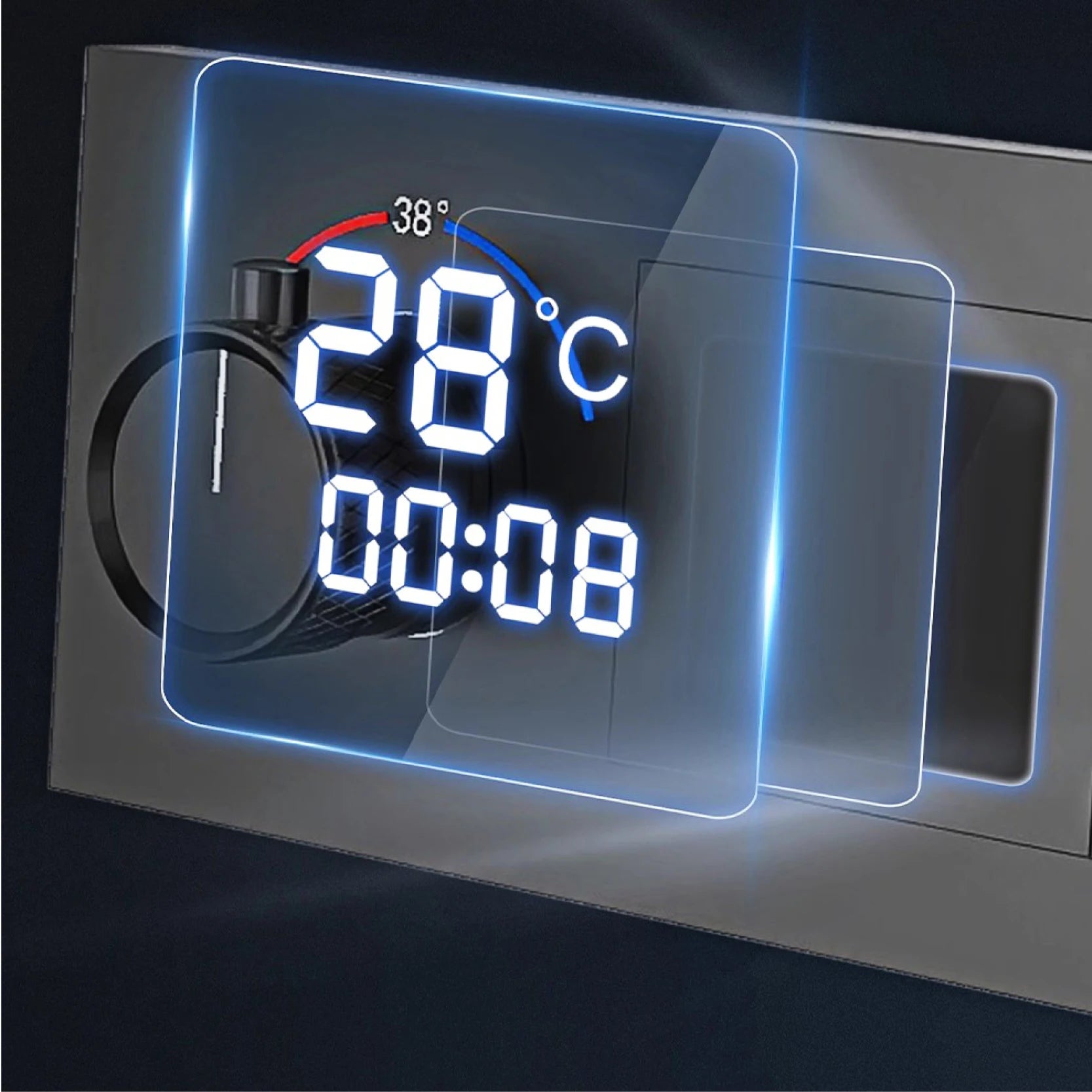 Bathroom black brass thermostatic shower set with LED digital display ceiling design,wall mounted with 4 functions Shower system