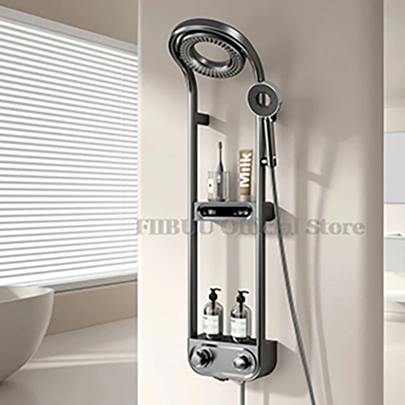 Luxury Shower System For Bathroom Pressurized Rain Mixer Combo Wall Mounted Rainfall Shower Panel Head System Digital Display