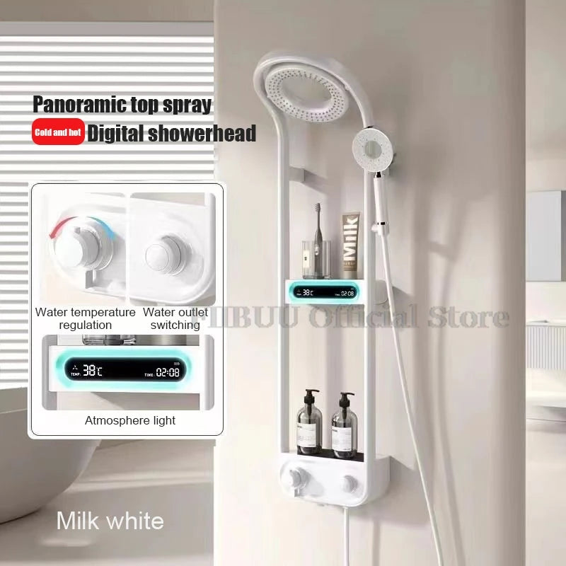 Luxury Shower System For Bathroom Pressurized Rain Mixer Combo Wall Mounted Rainfall Shower Panel Head System Digital Display