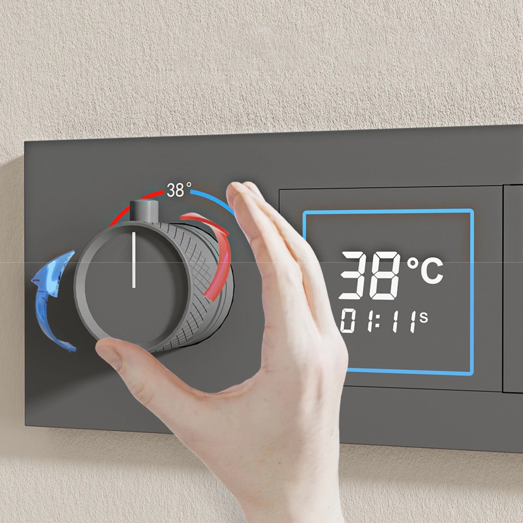 Bathroom black brass thermostatic shower set with LED digital display ceiling design,wall mounted with 4 functions Shower system