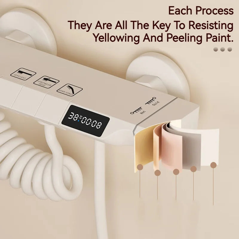 Deluxe Hot Cold Shower System Set Bathroom Rain Pressurized Shower Faucet Set Brass LED Digital Bathtub Shower Faucet Full Set