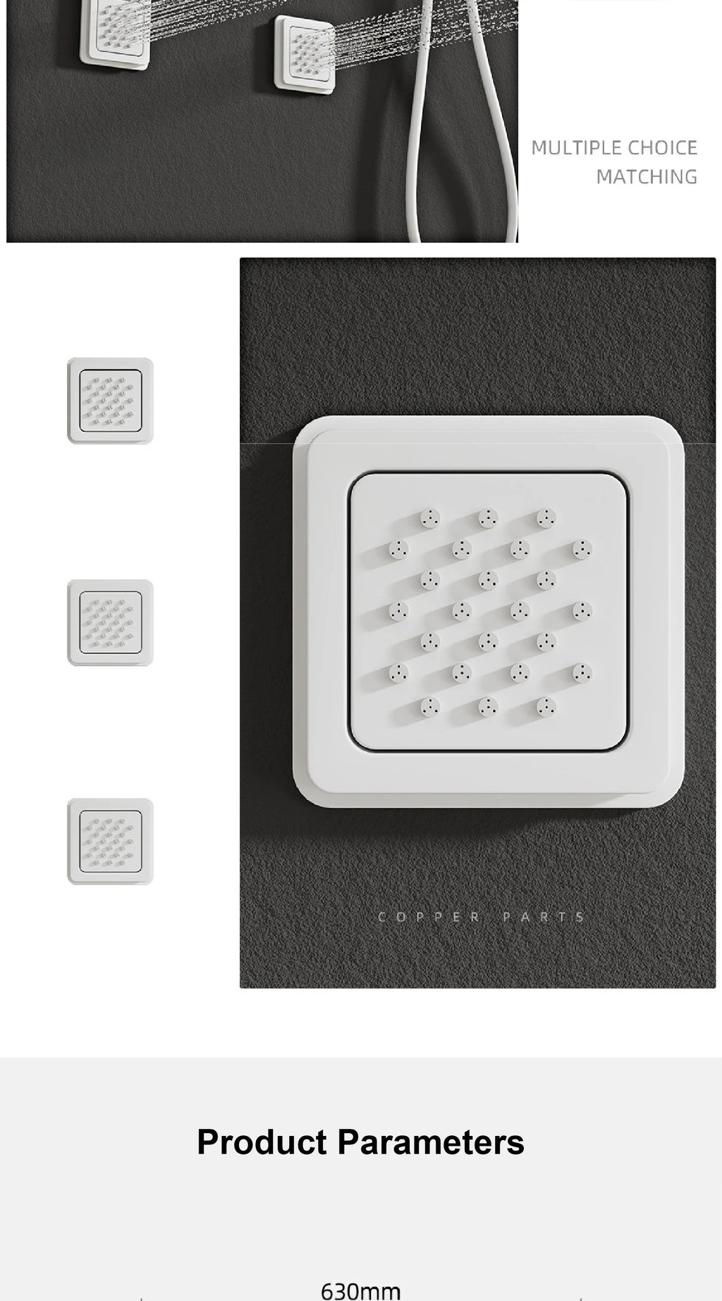 Bathroom black brass thermostatic shower set with LED digital display ceiling design,wall mounted with 4 functions Shower system