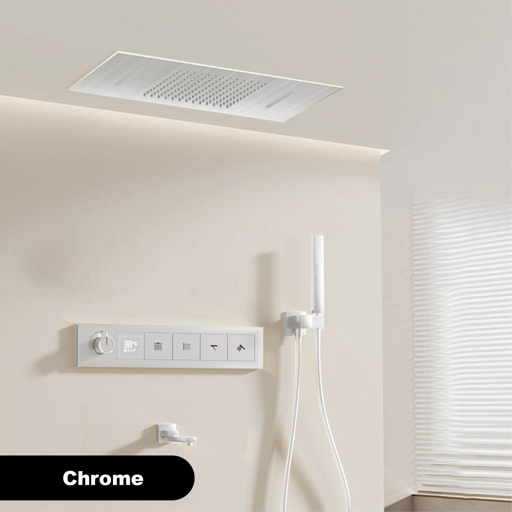 Bathroom black brass thermostatic shower set with LED digital display ceiling design,wall mounted with 4 functions Shower system