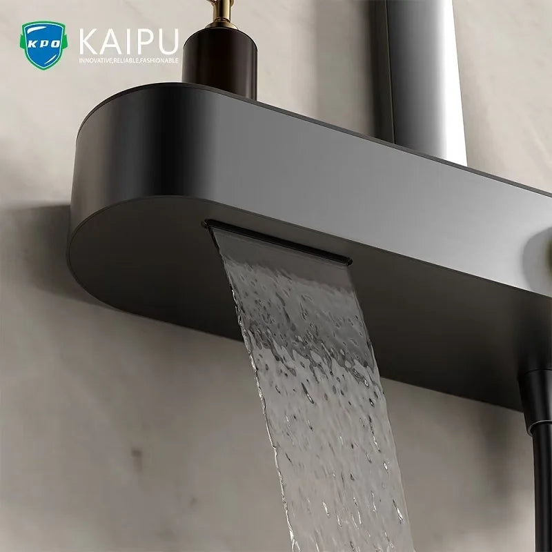 Luxury Modern Brass Bathroom shower faucet set Hot Cold water shower set Rainfall Waterfall 3 mode Shower faucet Wall Mounted