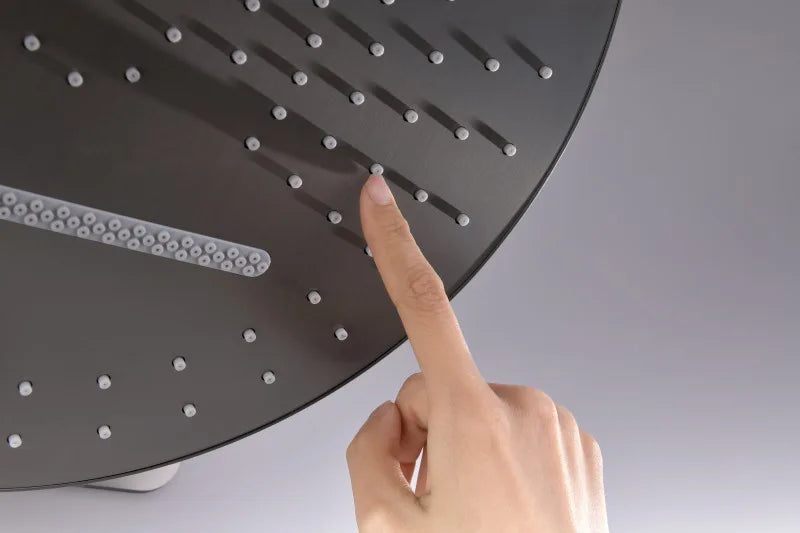 Bathroom Shower Faucet Set Brass Wall Mounted Thermostatic Rainfall style Shower Brush Gold /Gray Finished Three Functions