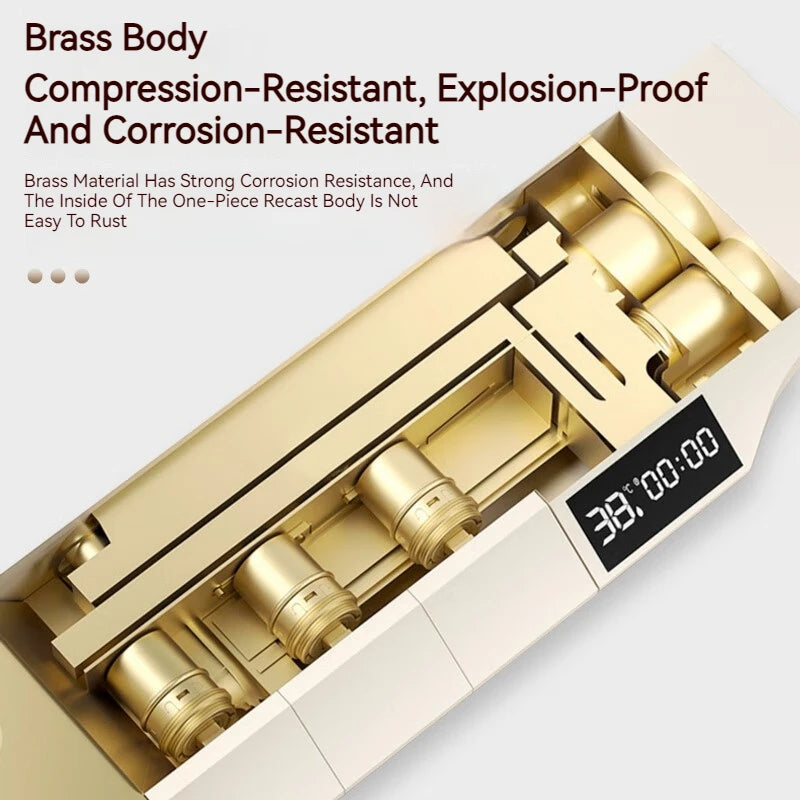 Deluxe Hot Cold Shower System Set Bathroom Rain Pressurized Shower Faucet Set Brass LED Digital Bathtub Shower Faucet Full Set