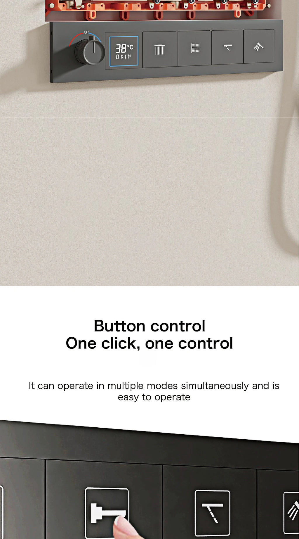 Bathroom black brass thermostatic shower set with LED digital display ceiling design,wall mounted with 4 functions Shower system