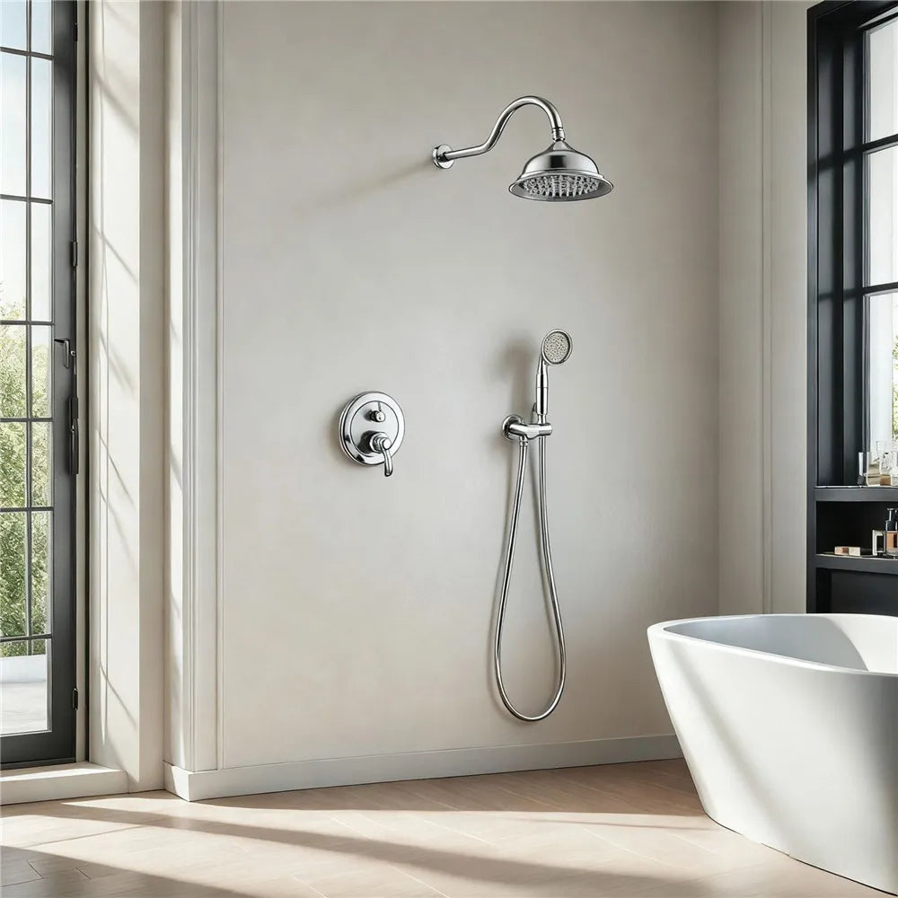 Antique Rainfall Shower Set Wall Mounted Brushed Gold Shower Faucet Set Total Brass Rose Gold Bath & Shower Mixer Tap Brass