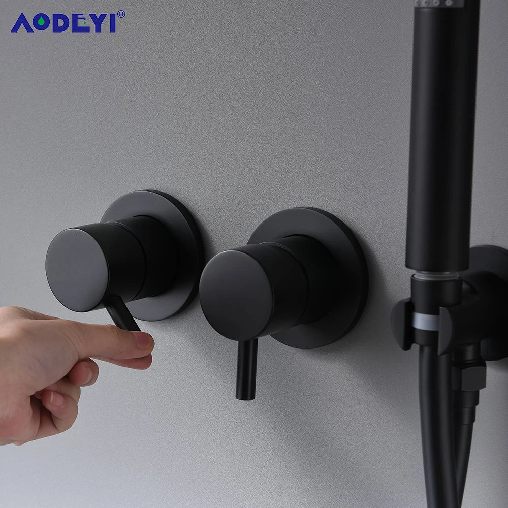 Bathroom Shower Faucet Set With Handshower Diverter Valve Holder Brass Wall Mount Spout Bathtub Mixer Bath Dual Handle Mixing