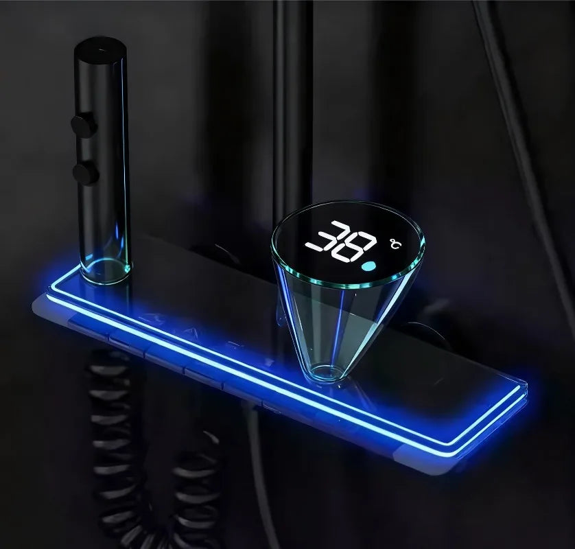 High Performance Piano Design Rainfall Shower Set LED Thermostat Display Shower System Complete Home Bathroom Shower Fixture