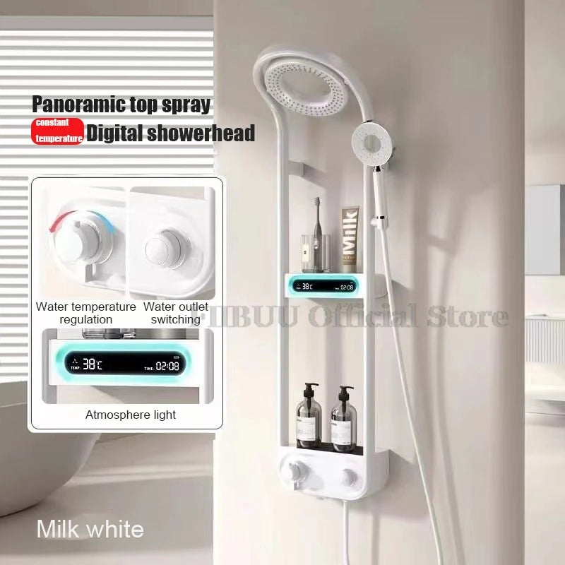 Luxury Shower System For Bathroom Pressurized Rain Mixer Combo Wall Mounted Rainfall Shower Panel Head System Digital Display